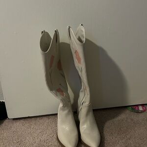 Target White and Pink Heeled Boots
